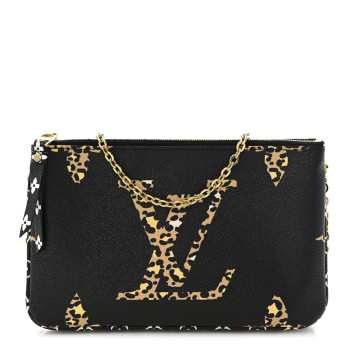 LOUIS VUITTON Monogram Giant Jungle Pochette Double Zip Black