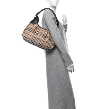 BURBERRY Haymarket Check Small Brooklyn Hobo Brown