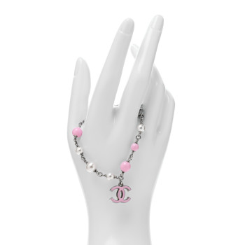 CHANEL Pearl Enamel CC Bracelet Pink