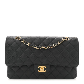 CHANEL Caviar Quilted Medium Double Flap Black