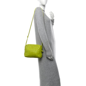 BOTTEGA VENETA Nappa Intrecciato Small Loop Camera Bag Acid Kiwi