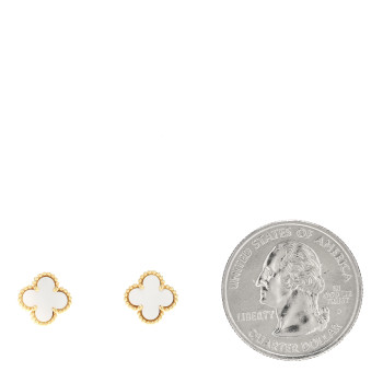 VAN CLEEF & ARPELS 18K Yellow Gold Mother of Pearl Sweet Alhambra Earrings