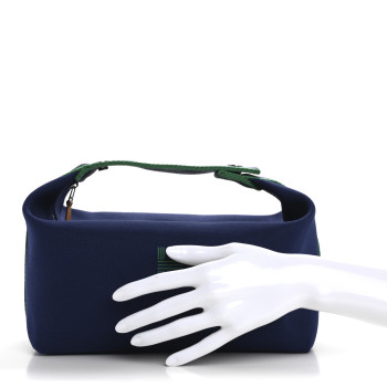 HERMES Canvas Large Bride-A-Brac Pouch Marine