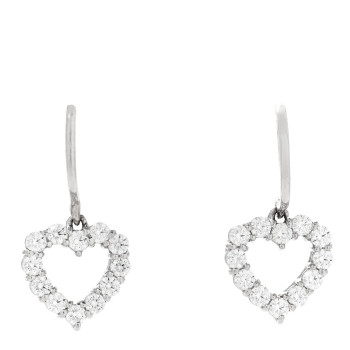 TIFFANY Platinum Diamond Heart Drop Earrings