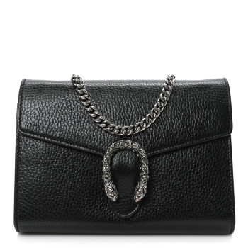 GUCCI Calfskin Mini Dionysus Chain Wallet Black