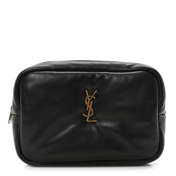 SAINT LAURENT Lambskin Calypso Cosmetic Case Black