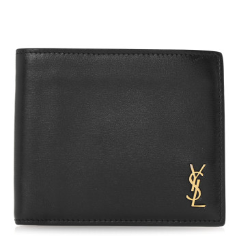 SAINT LAURENT Shiny Calfskin Tiny Bi-Wallet Black