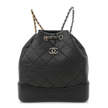 CHANEL Aged Calfskin Quilted Small Gabrielle Backpack Black