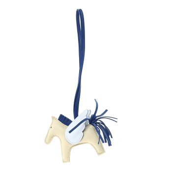 HERMES Milo Lambskin Grigri Rodeo Pegase Horse Bag Charm PM Craie Bleu De France Bleu Brume