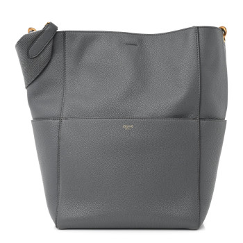 CELINE Soft Grained Calfskin Sangle Bucket Bag Grey