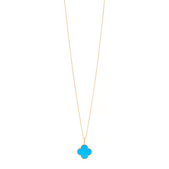 VAN CLEEF & ARPELS 18K Yellow Gold Blue Agate Magic Alhambra Long Necklace