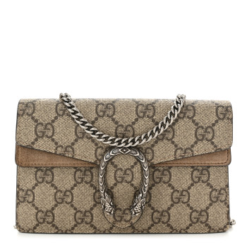 GUCCI GG Supreme Monogram Super Mini Dionysus Shoulder Bag Taupe