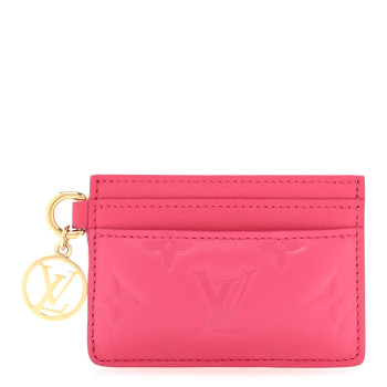 LOUIS VUITTON Lambskin Embossed Monogram Coussin Card Holder Bougainvillier