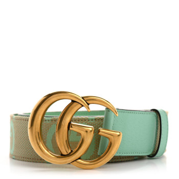 GUCCI Monogram Jumbo GG Textured Dollar Calfskin Double G 40mm Belt 85 34 Mint Green