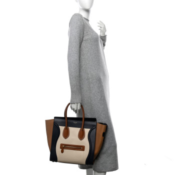 CELINE Elephant Calfskin Mini Tri-Color Luggage Brown