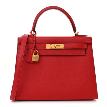HERMES Epsom Horseshoe Kelly Sellier 28 Rouge Casaque Black