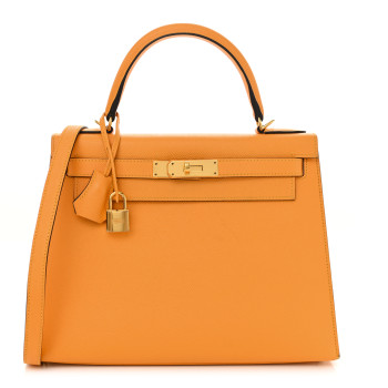 HERMES Epsom Horseshoe Kelly Sellier 28 Jaune D'or Etain