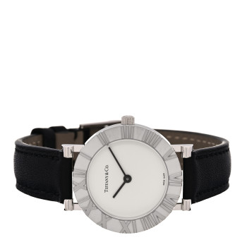 TIFFANY Sterling Silver Calfskin 29mm Atlas Quartz Watch Black