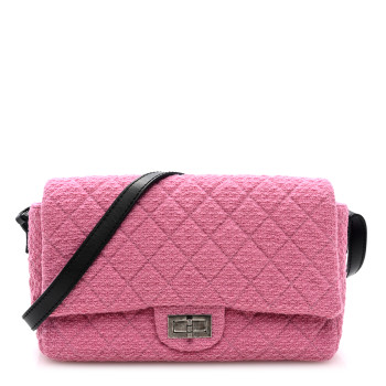 CHANEL Easy Tweed Jumbo Reissue Messenger Flap Pink Black