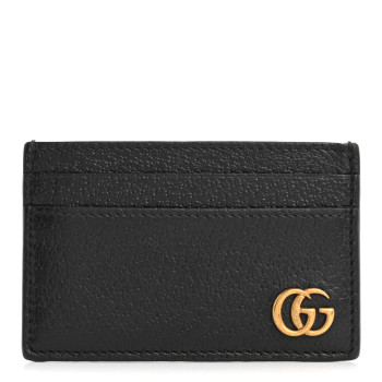 GUCCI Calfskin Boar Effect GG Marmont Card Holder Black