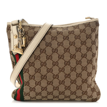 GUCCI Monogram Web Jolicoeur Charms Messenger White