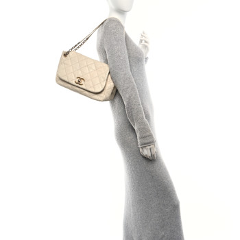 CHANEL Calfskin Quilted Retro Chain Flap Dark White