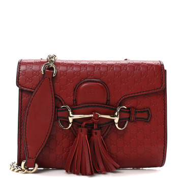 GUCCI Soft Microguccissima Mini Emily Chain Shoulder Bag Rosso