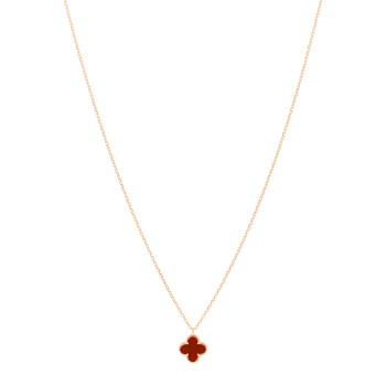VAN CLEEF & ARPELS 18K Rose Gold Carnelian Sweet Alhambra Pendant Necklace