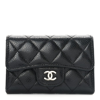 CHANEL Caviar Quilted Flap Card Holder Black