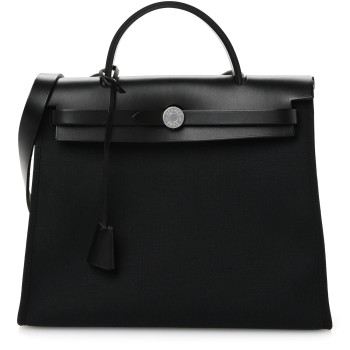 HERMES Military Toile Vache Hunter Herbag Zip PM 31 Black