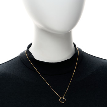 VAN CLEEF & ARPELS 18K Yellow Gold Black Onyx Vintage Alhambra Pendant Necklace