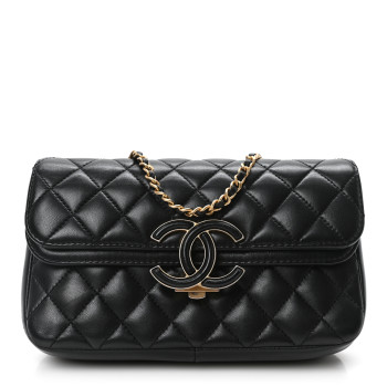 CHANEL Lambskin Quilted Small CC Chic Flap Black