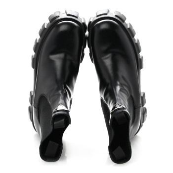 PRADA Spazzolato Rois Triangle Monolith Chelsea 55mm Boots 40.5 Black