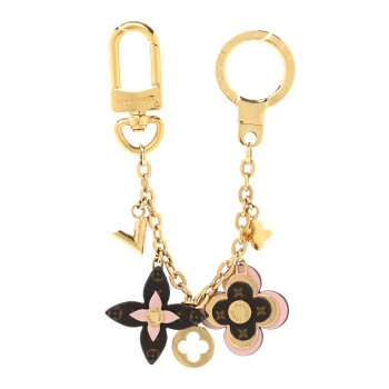 LOUIS VUITTON Brass Monogram Blooming Flowers Bag Charm Key Holder Rose Ballerine