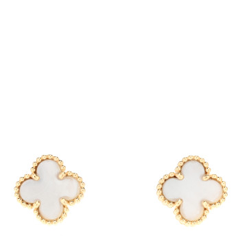 VAN CLEEF & ARPELS 18K Yellow Gold Mother of Pearl Sweet Alhambra Earrings