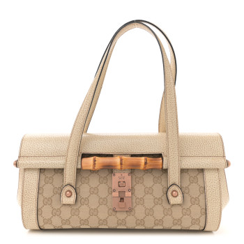 GUCCI Monogram Bamboo Bullet Bag Off White