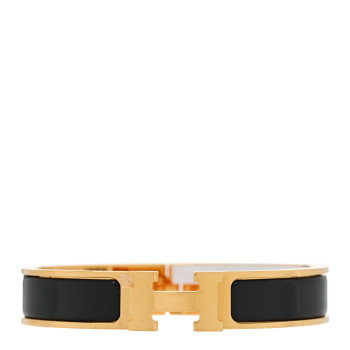 HERMES Enamel Narrow Clic Clac H Bracelet PM Black