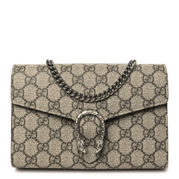 GUCCI GG Supreme Monogram Mini Dionysus Chain Wallet Beige Taupe