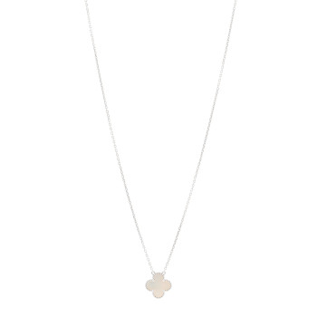 VAN CLEEF & ARPELS 18K White Gold Mother Of Pearl Vintage Alhambra Pendant Necklace