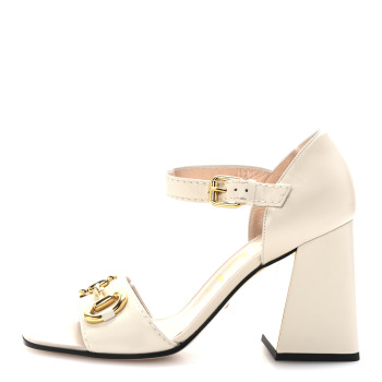 GUCCI Nappa Horsebit Cross Strap 95mm Sandals 40.5 Mystic White