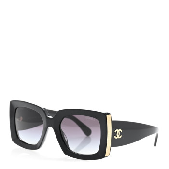 CHANEL Acetate Rectangle Sunglasses 5435-A Black