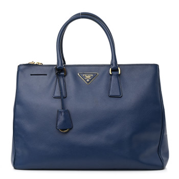 PRADA Saffiano Lux Large Galleria Double Zip Tote Bluette