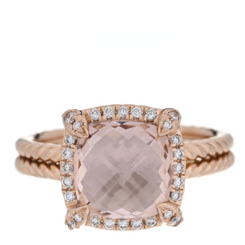 DAVID YURMAN 18K Rose Gold Diamond Morganite 9mm Chatelaine Ring 53 6.5