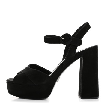 PRADA Suede Platform Sandals 39 Black
