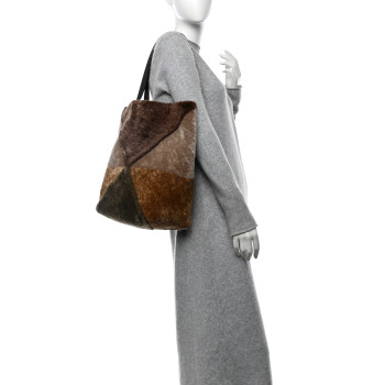 LOEWE Shearling Large Puzzle Fold Tote Multicolor