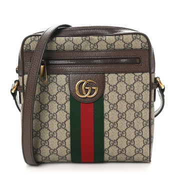 GUCCI GG Supreme Monogram Web Small Ophidia Messenger Bag Brown
