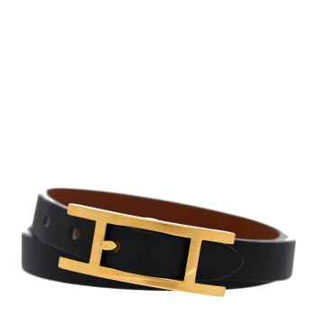 HERMES Chamonix Behapi Double Tour Bracelet XS Black Fauve