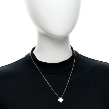 VAN CLEEF & ARPELS 18K White Gold Mother Of Pearl Vintage Alhambra Pendant Necklace