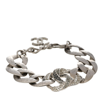 CHANEL Crystal CC Chain Link Bracelet Grey
