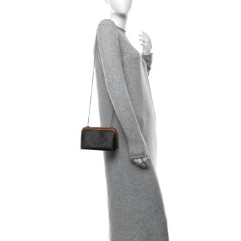 CELINE Triomphe Canvas Calfskin Mini Clutch on Chain Tan